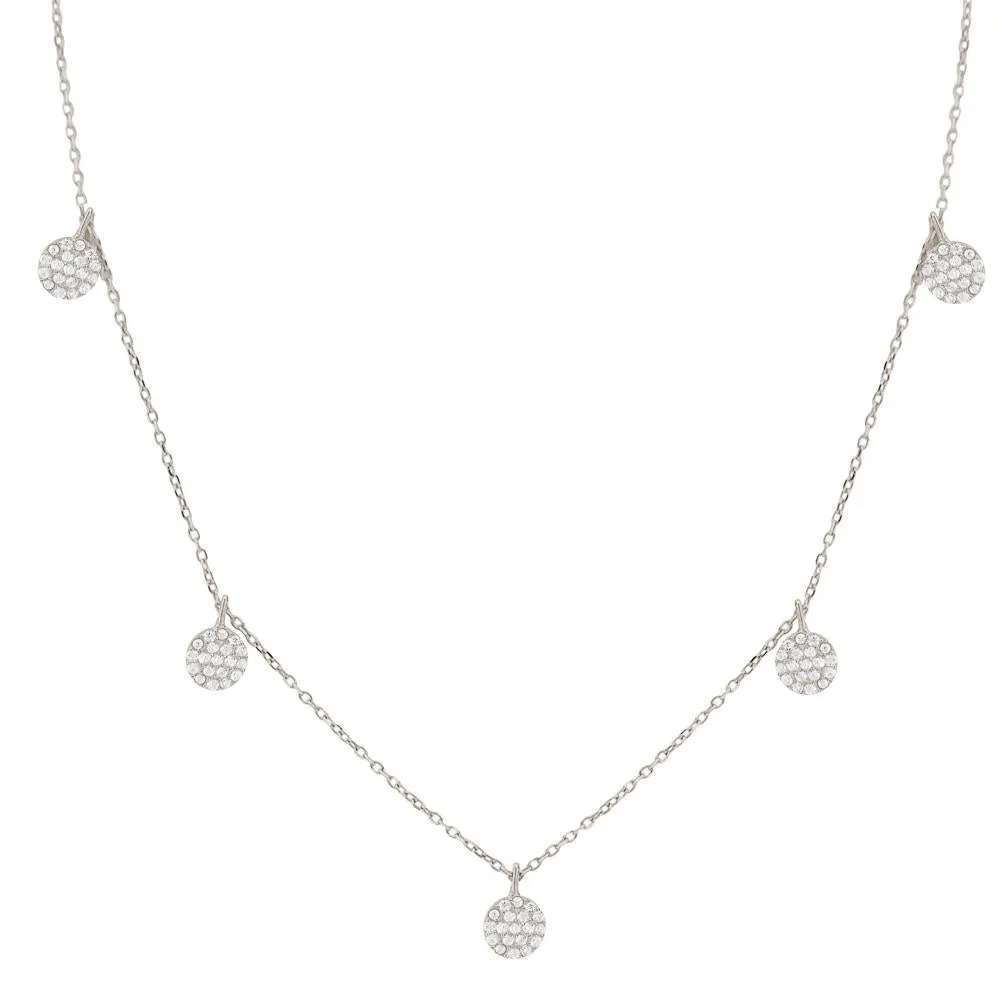 TINY DISC DANGLE NECKLACE, SILVER