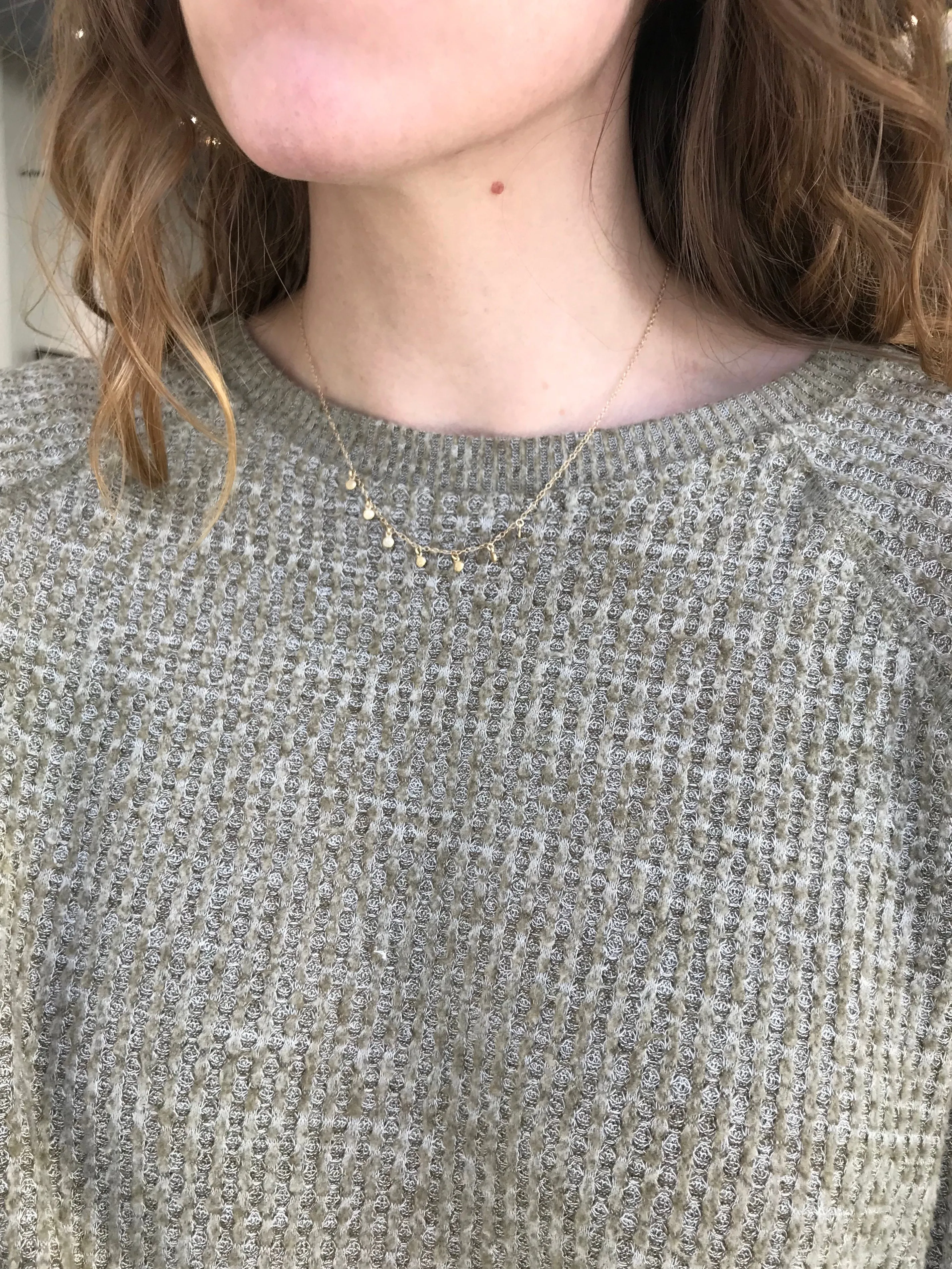 Tiny Disc Drop Necklace