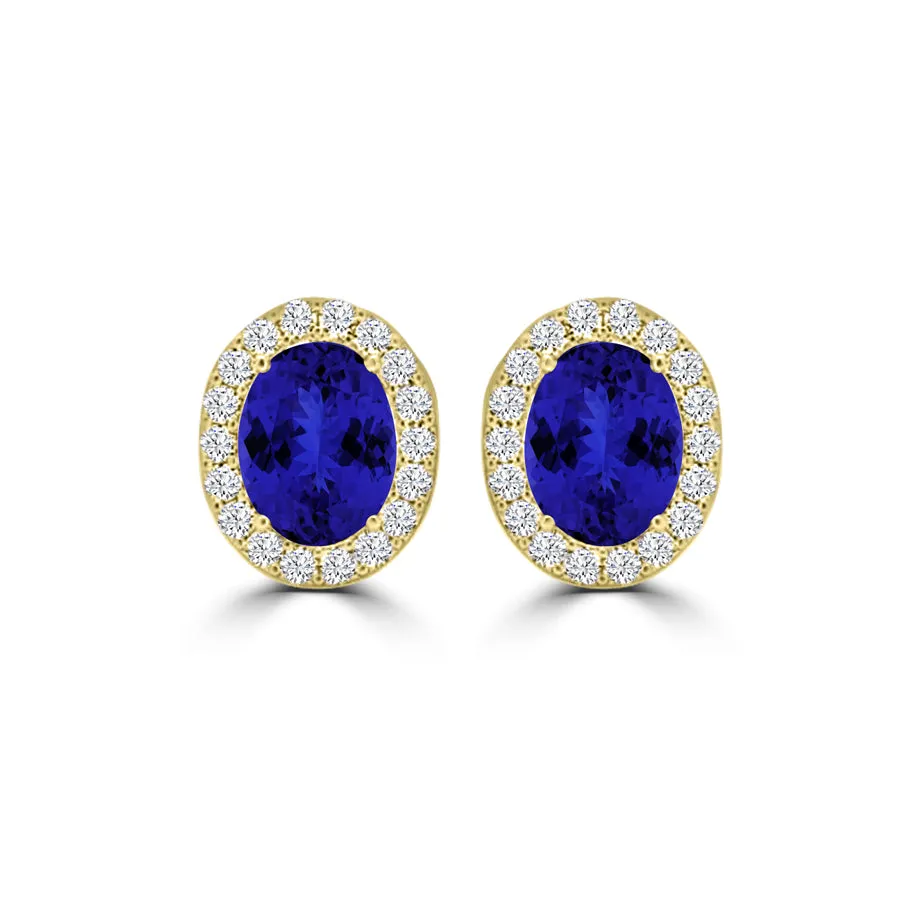TMR121109 - Harper - Oval Tanzanite and Diamond Earring Halo