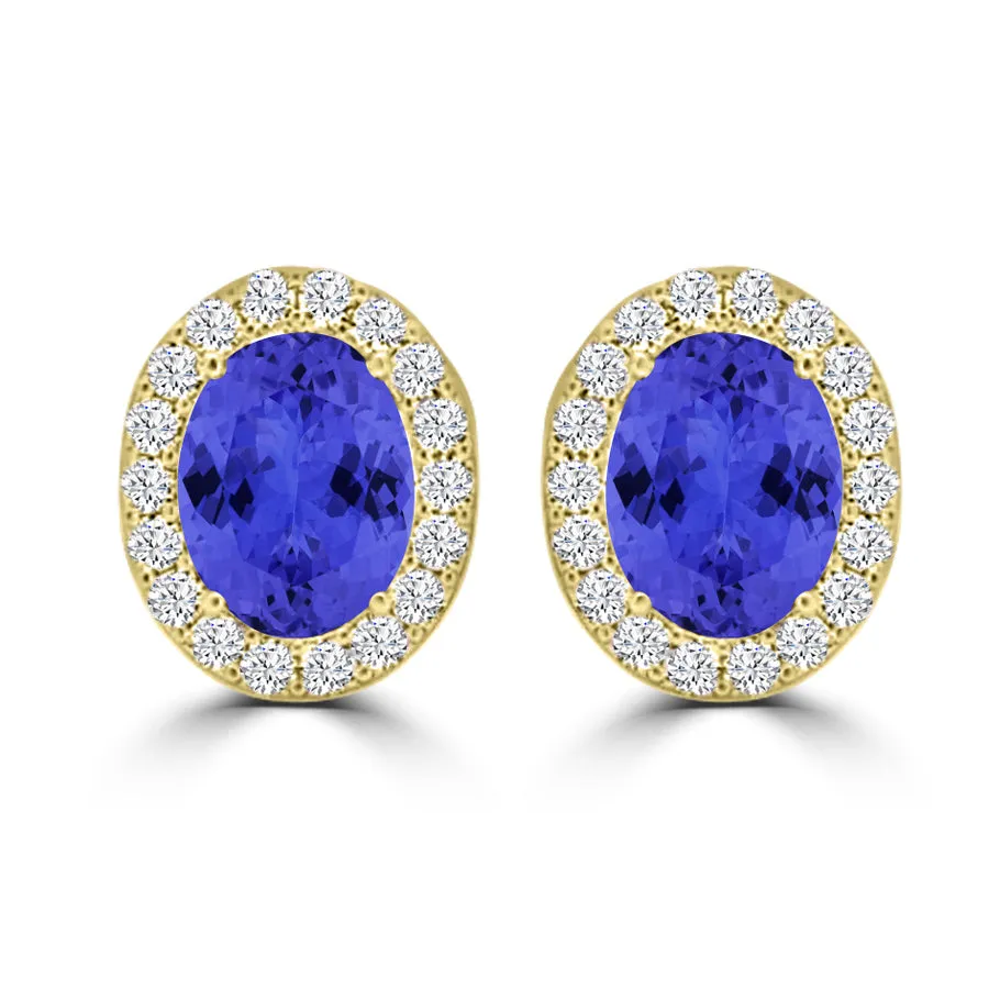 TMR121109 - Harper - Oval Tanzanite and Diamond Earring Halo