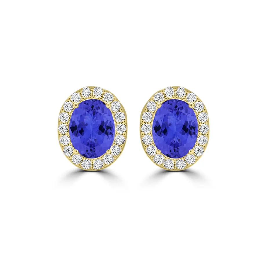 TMR121109 - Harper - Oval Tanzanite and Diamond Earring Halo