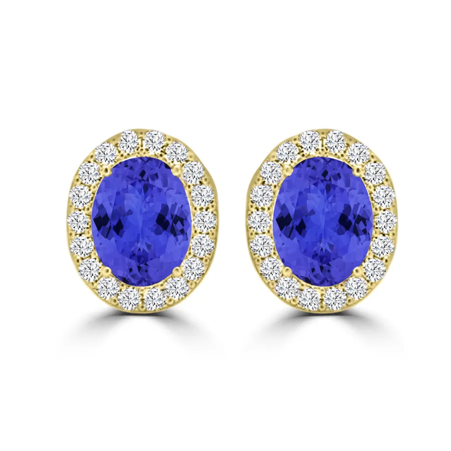 TMR121109 - Harper - Oval Tanzanite and Diamond Earring Halo