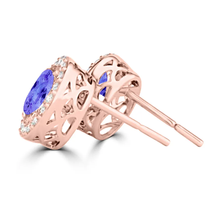 TMR121109 - Harper - Oval Tanzanite and Diamond Earring Halo