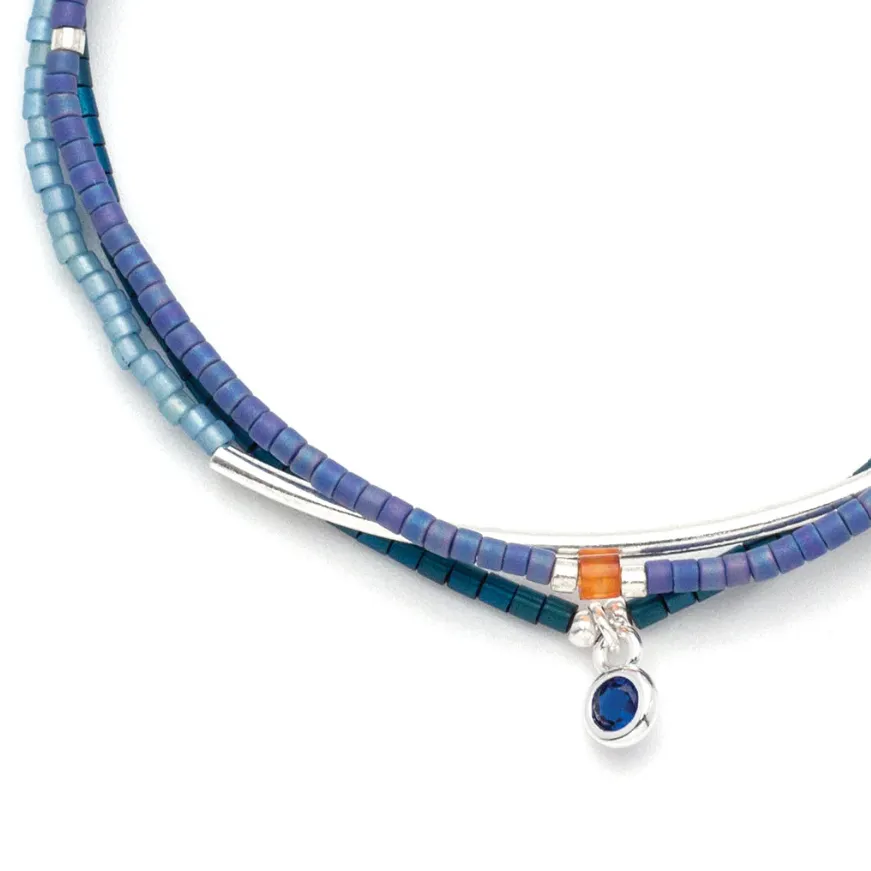 Tonal Chromacolor Miyuki Bracelet Trio - Cobalt/Silver