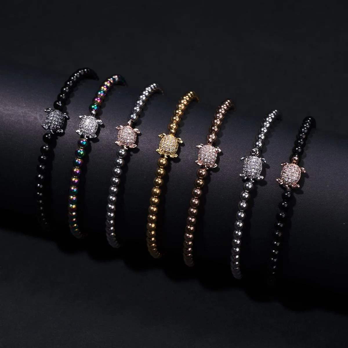 Tortuga | Gunmetal & 18k Rose Gold | Crystal Sea Turtle Bracelet