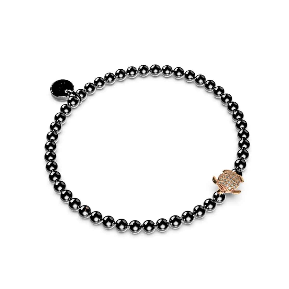Tortuga | Gunmetal & 18k Rose Gold | Crystal Sea Turtle Bracelet