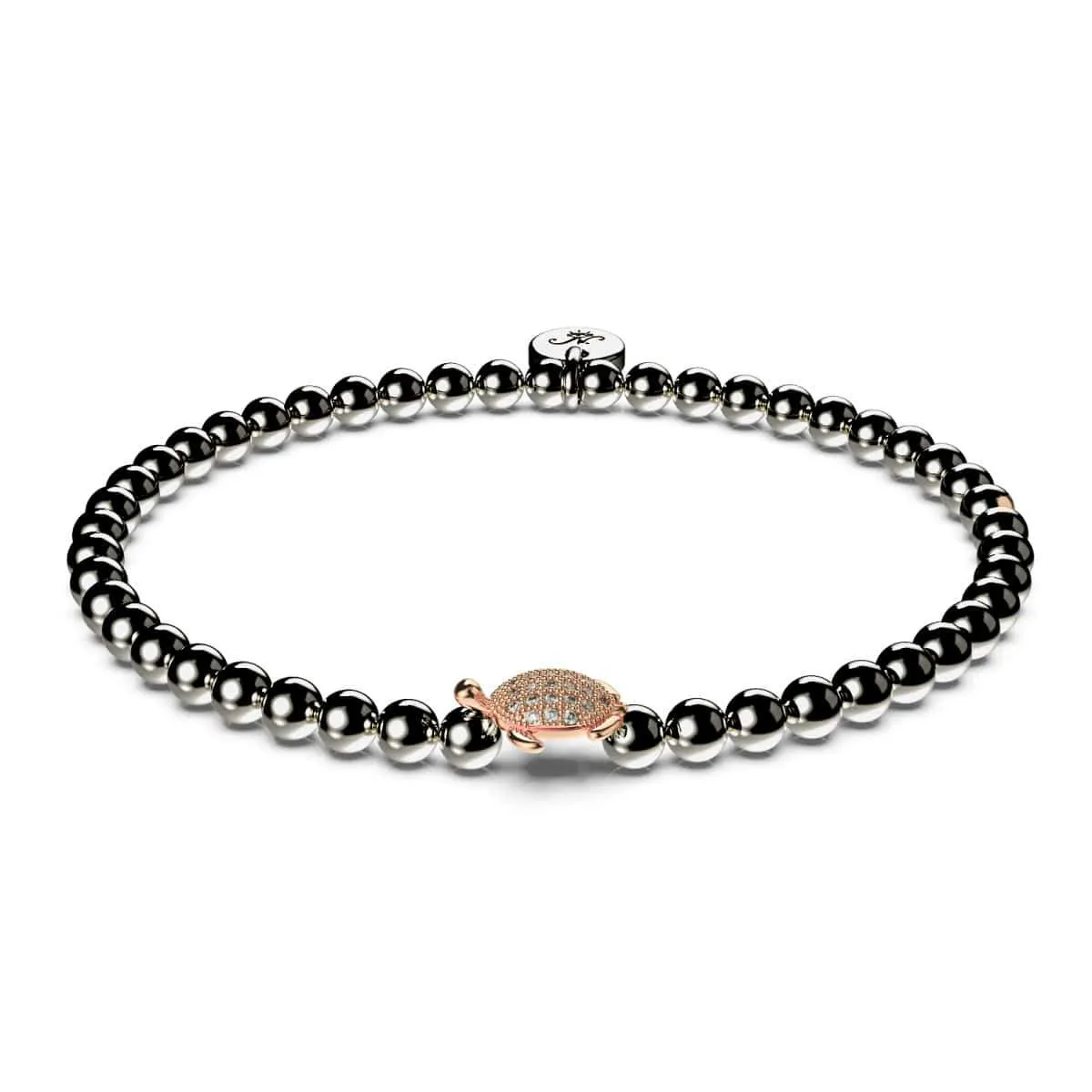 Tortuga | Gunmetal & 18k Rose Gold | Crystal Sea Turtle Bracelet