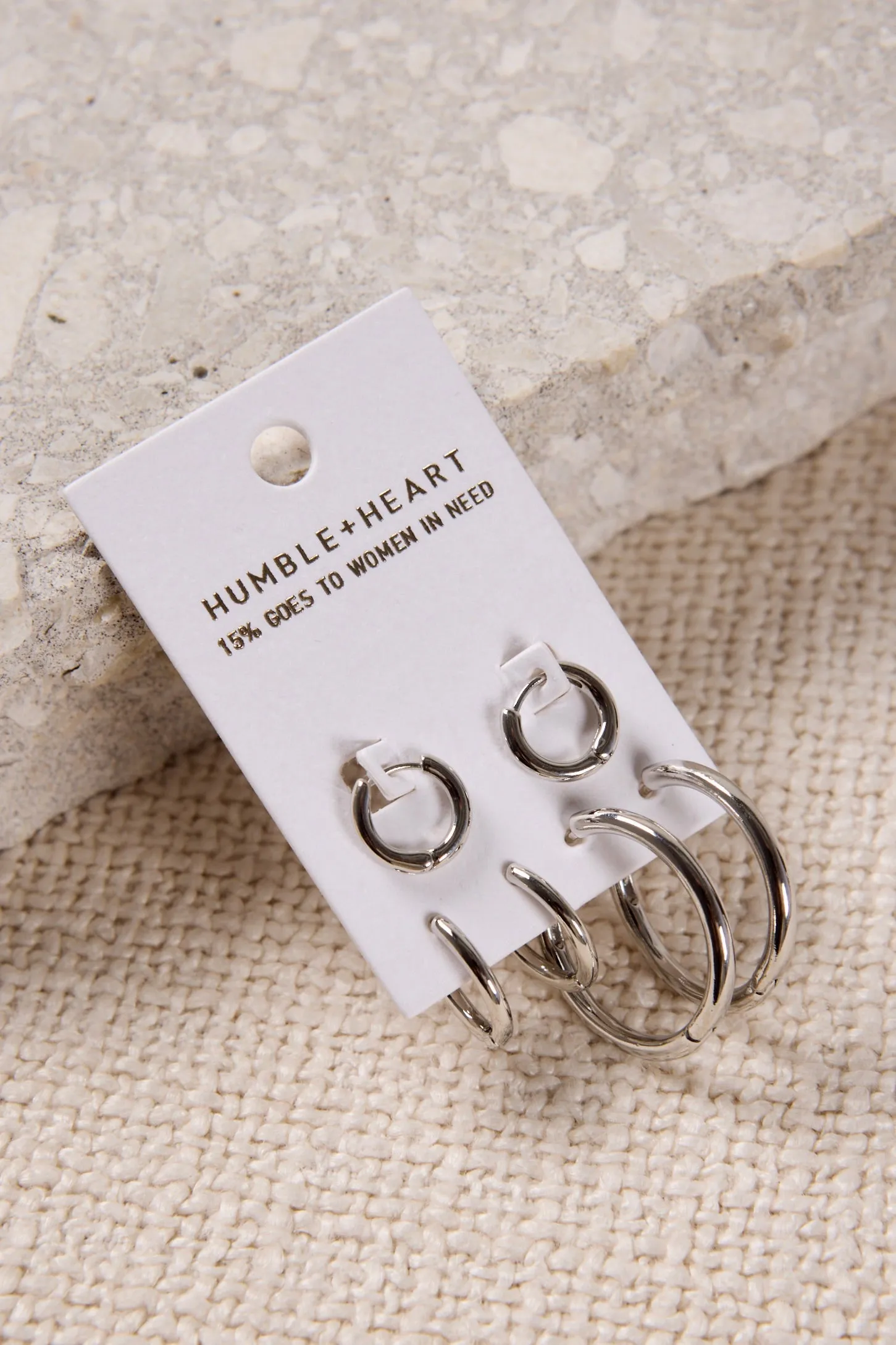 Triple Hoop Set EOL Rhodium Earrings
