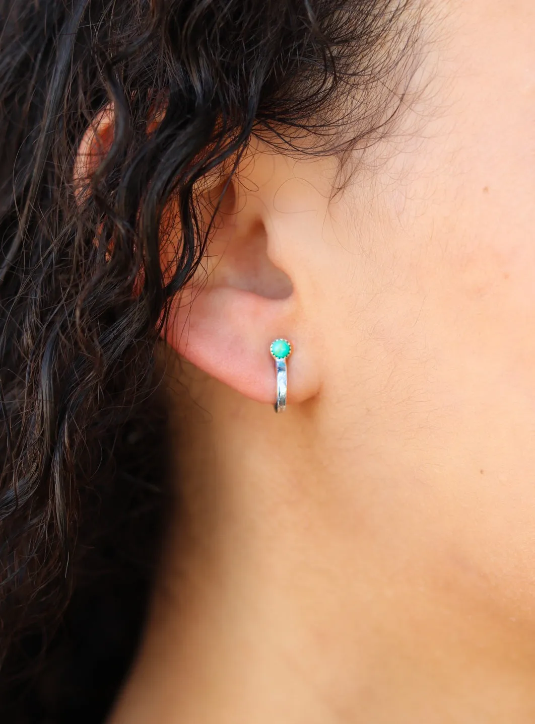 Turquoise 9mm Huggie