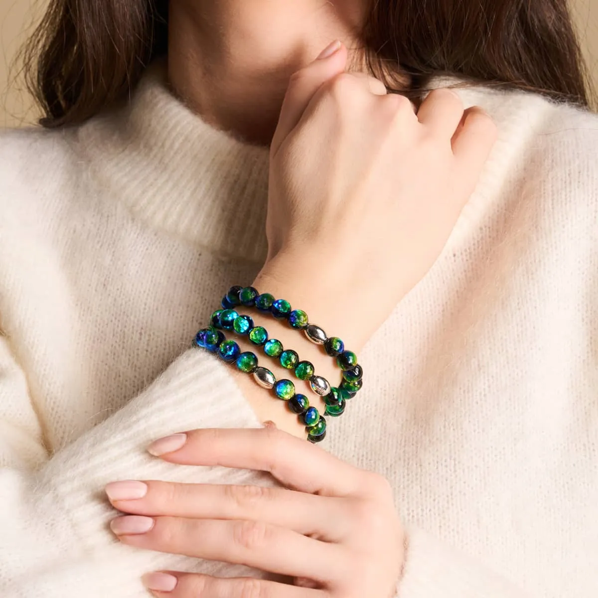 Turquoise Horizon | .925 Sterling Silver | Lunar Glass Bracelet
