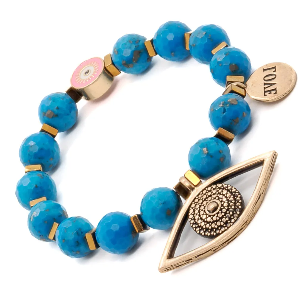 Turquoise Stone Evil Eye Charm Beaded Love Bracelet