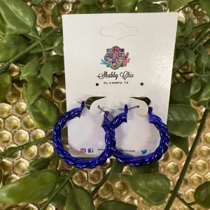 Twisted Hoop Earrings - Royal Blue