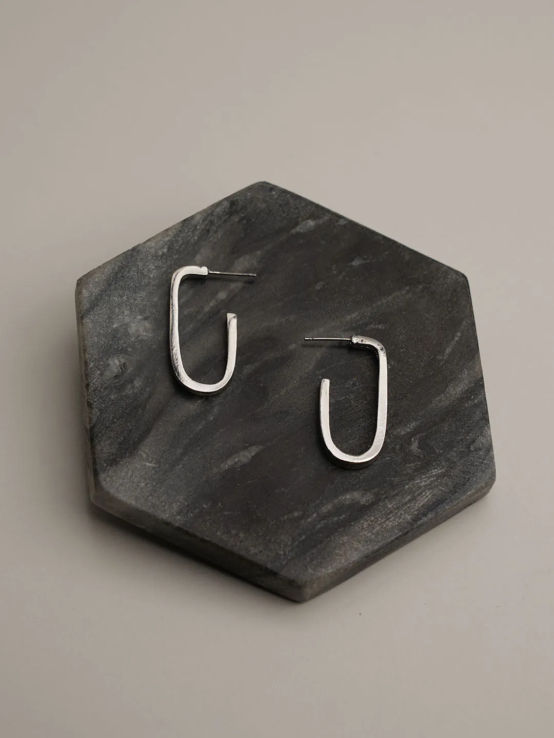 U Hoop Silver Earrings