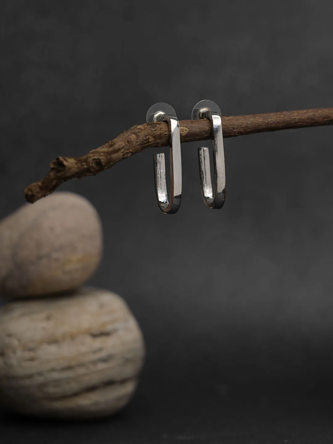 U Hoop Silver Earrings