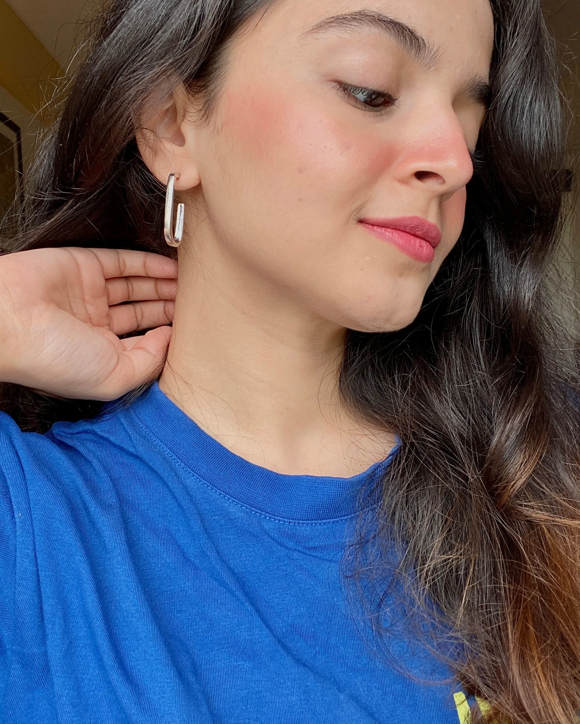 U Hoop Silver Earrings