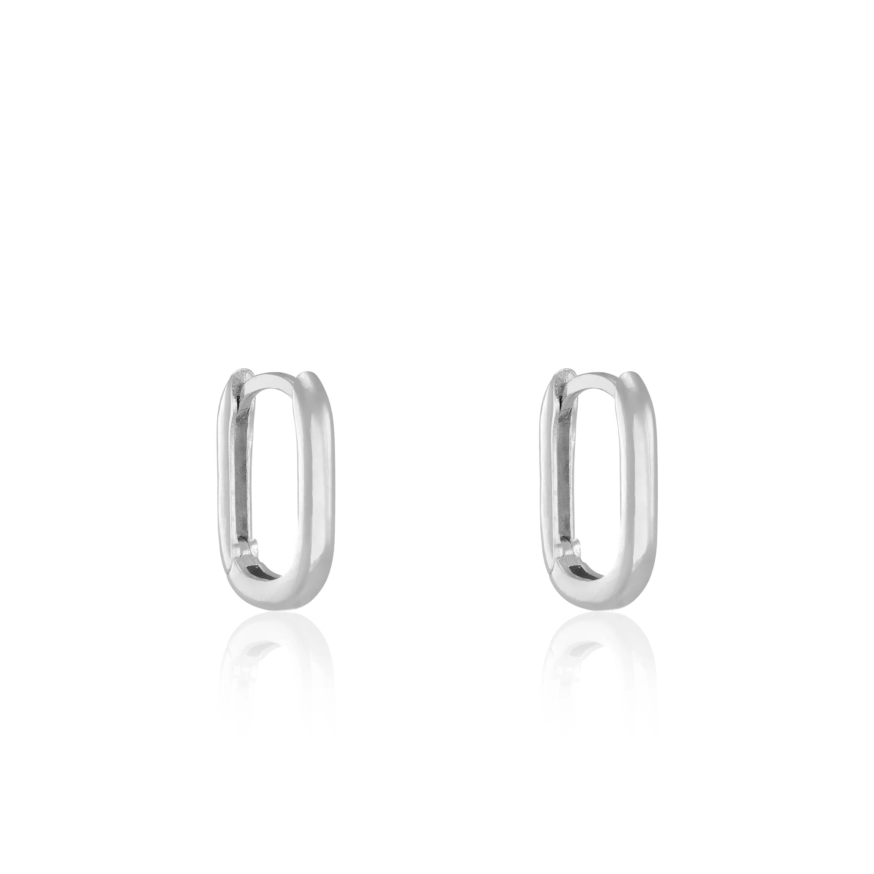 U Shape Hoop Earrings - Silver Short