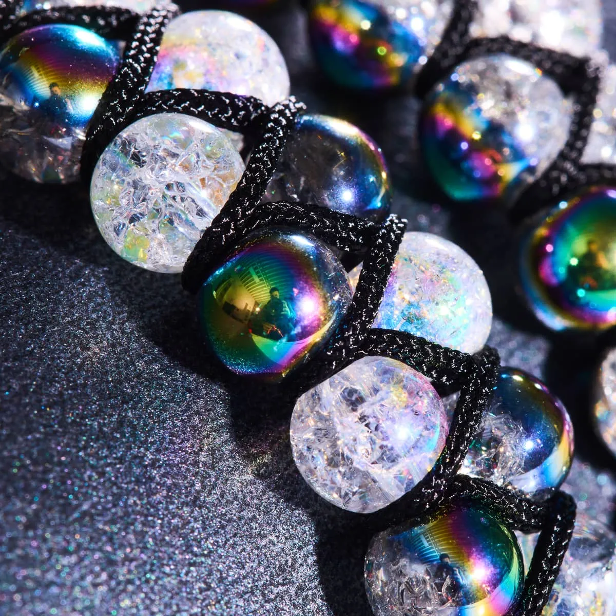 Unicorn Chrome x Marshmallow | Glitter Glass Double Bracelet