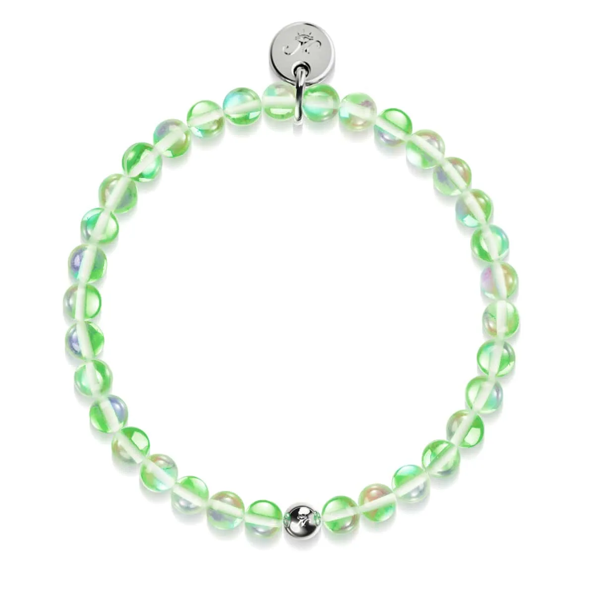 Verdant Moon | .925 Sterling Silver | Galaxy Glass Bead Bracelet