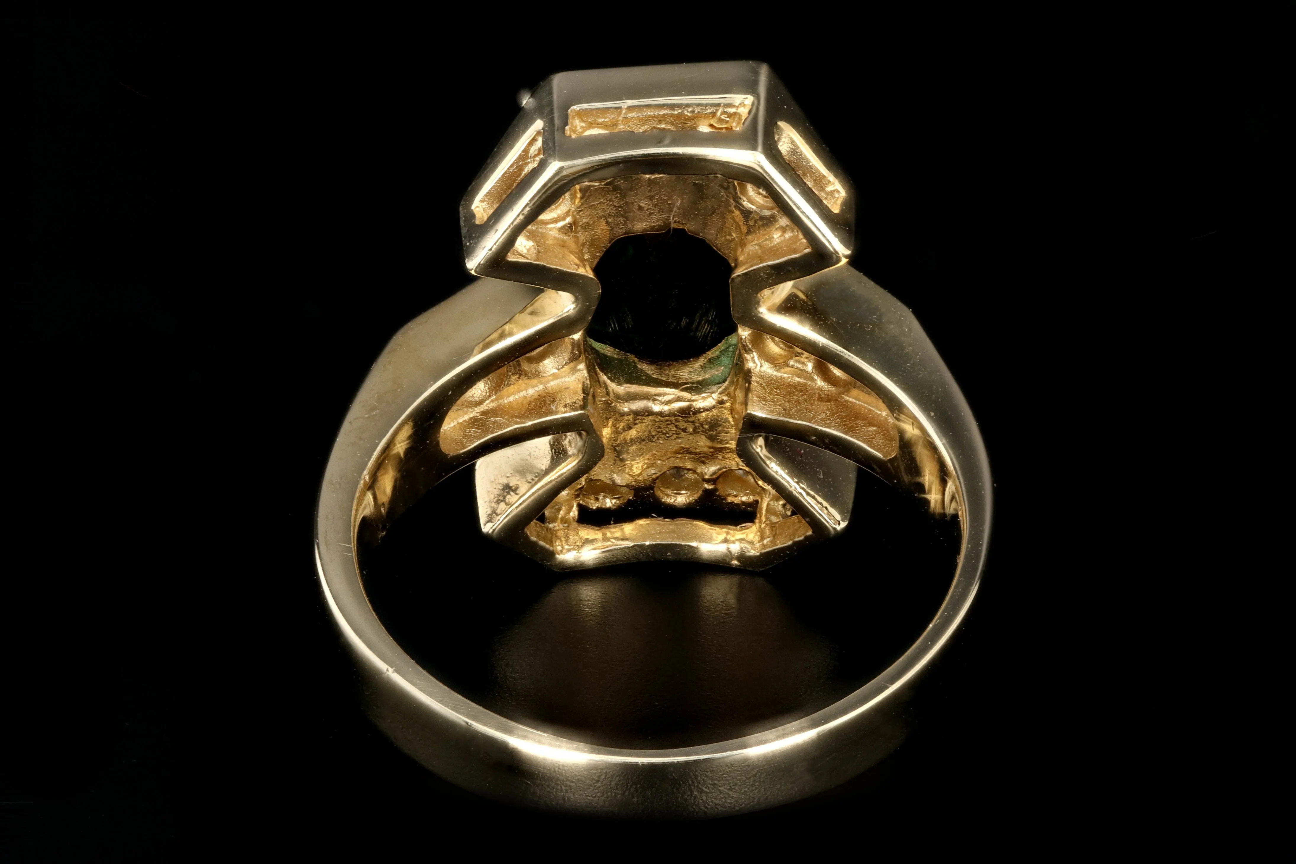 Vintage 14K Yellow Gold 1.6 CTR Green Tourmaline and Diamond Ring