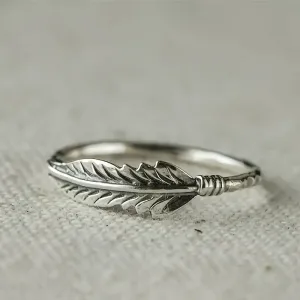Vintage Feather Pattern Ring Men Ornament Jewelry Bridal Wedding Gift