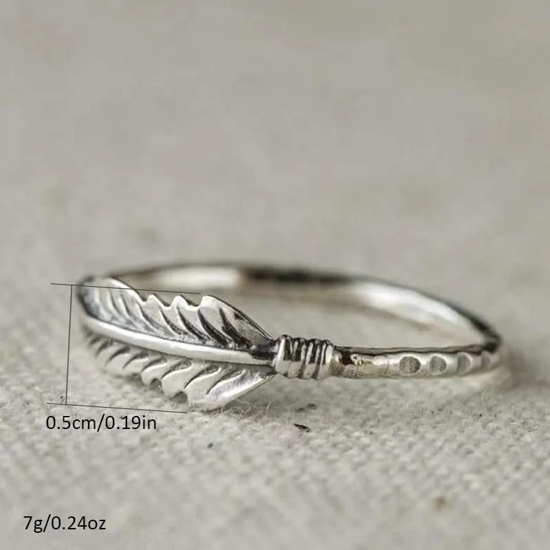 Vintage Feather Pattern Ring Men Ornament Jewelry Bridal Wedding Gift