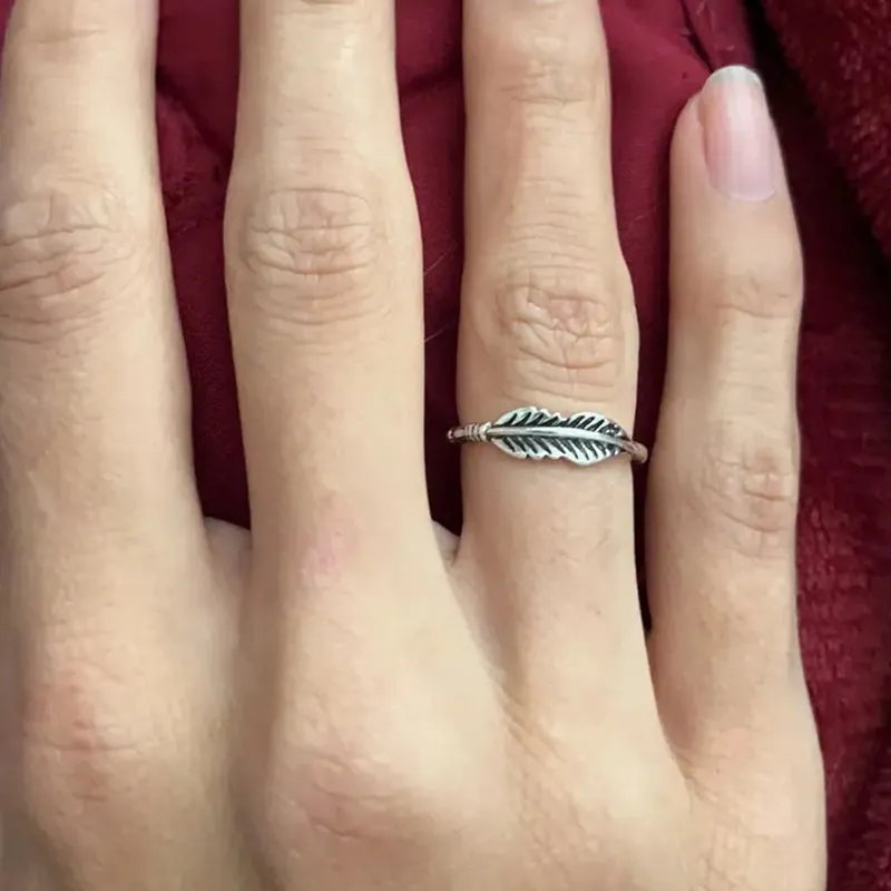 Vintage Feather Pattern Ring Men Ornament Jewelry Bridal Wedding Gift