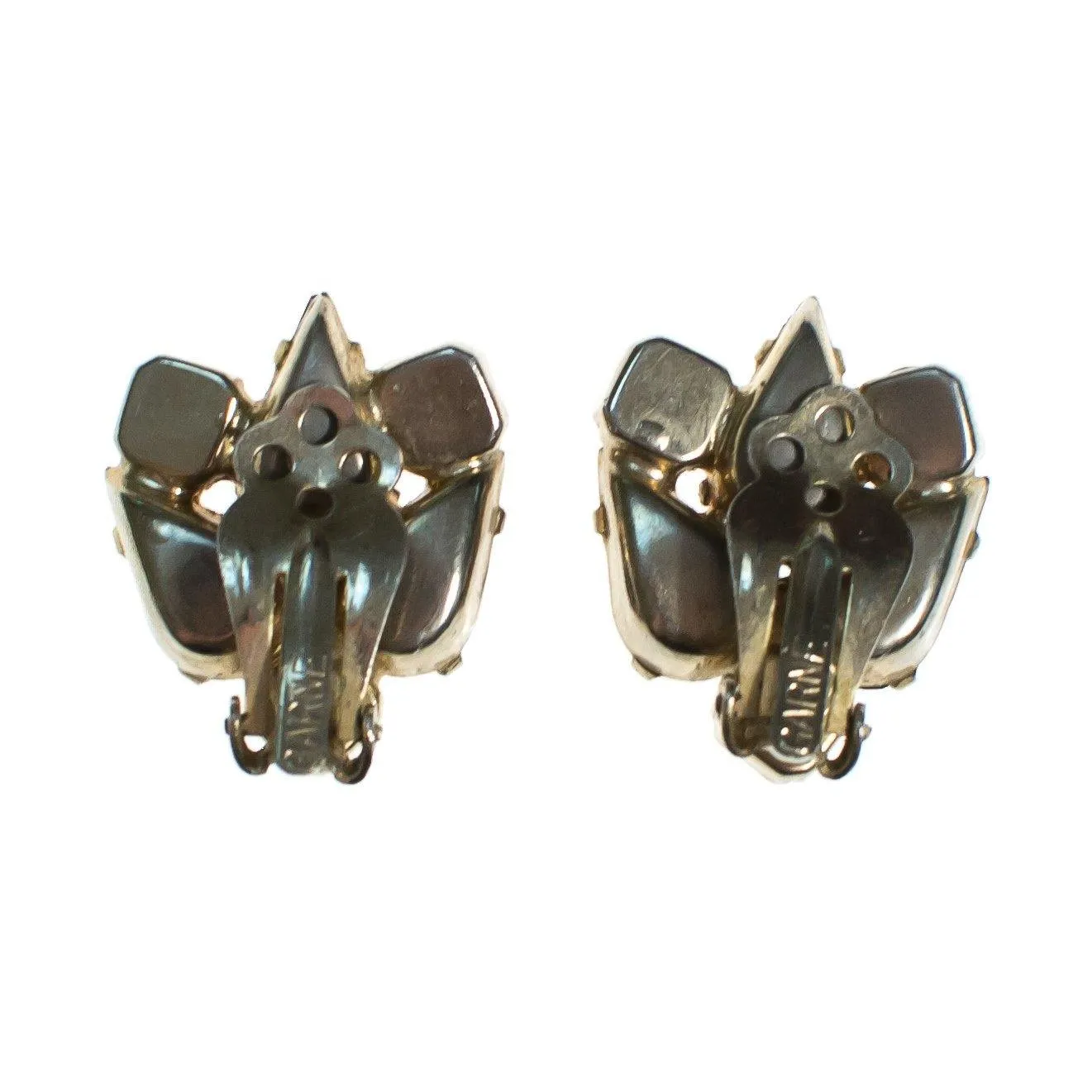 Vintage Garne Amber and Citrine Topaz Rhinestone Statement Earrings