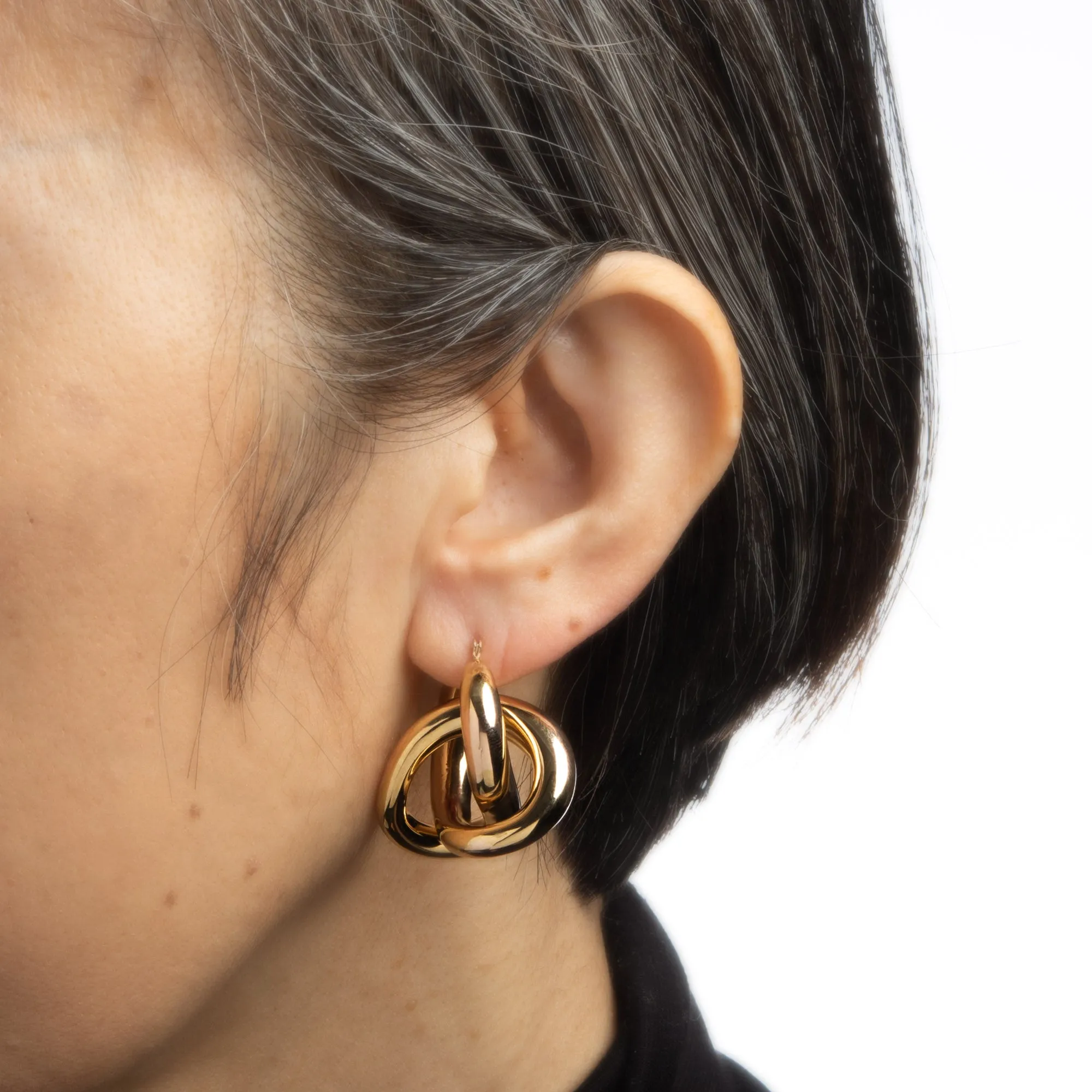 Vintage Hoop Twist Earrings 14k Yellow Gold 1" Drops Estate Fine Jewelry Medium