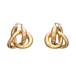 Vintage Hoop Twist Earrings 14k Yellow Gold 1" Drops Estate Fine Jewelry Medium