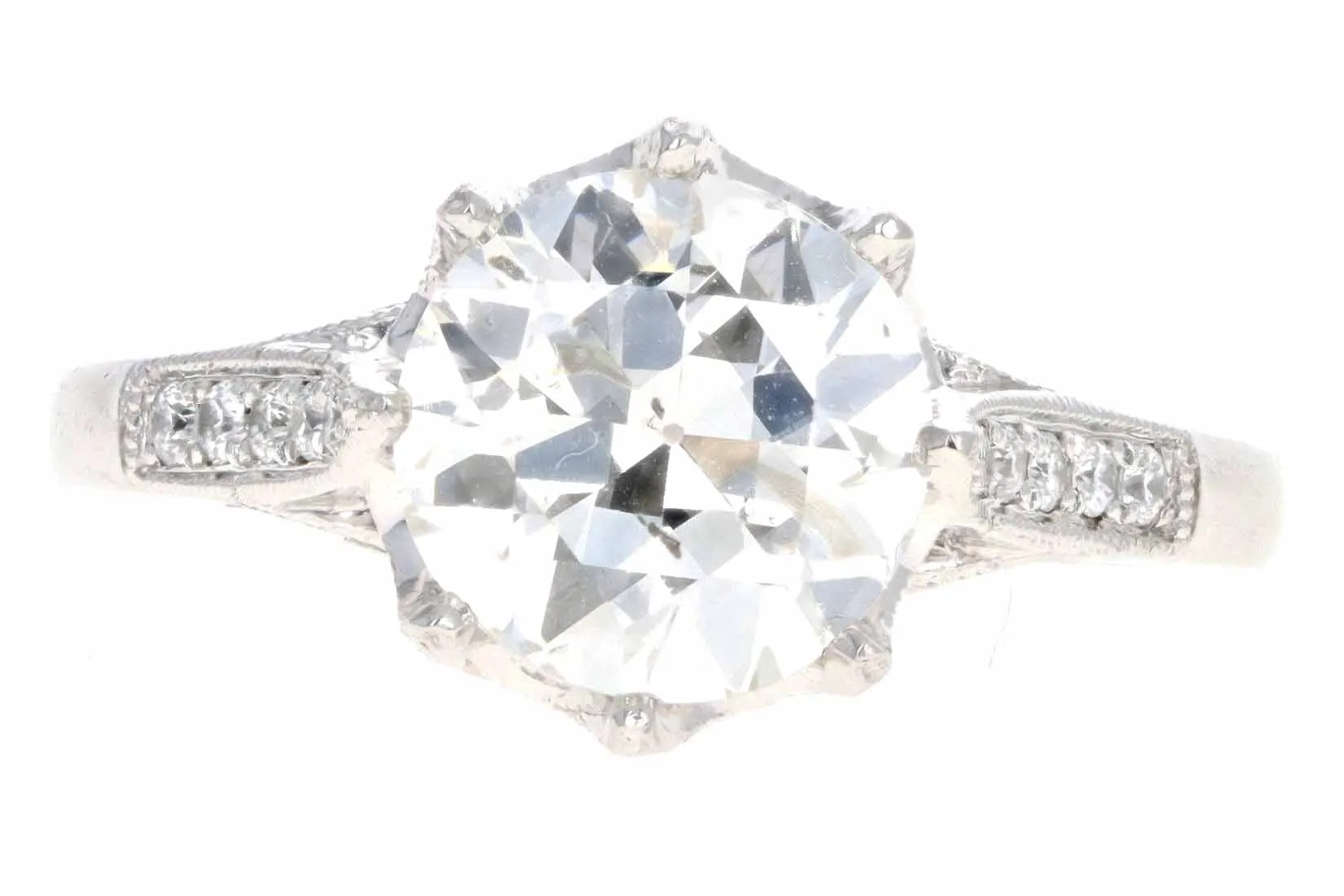 Vintage Inspired Platinum 2.09 Carat Old European Cut Diamond Engagement Ring GIA Certified