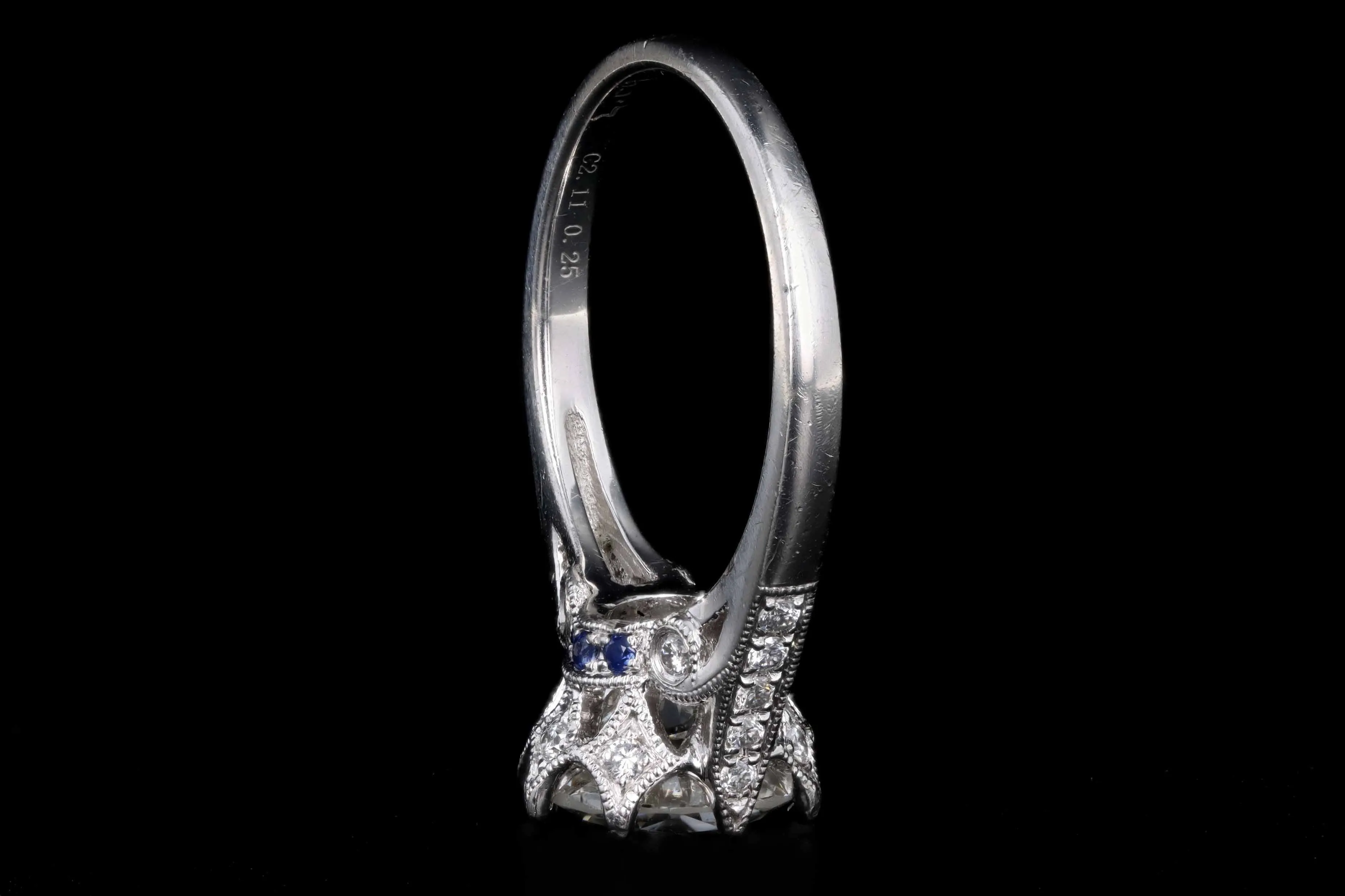 Vintage Inspired Platinum 2.09 Carat Old European Cut Diamond Engagement Ring GIA Certified