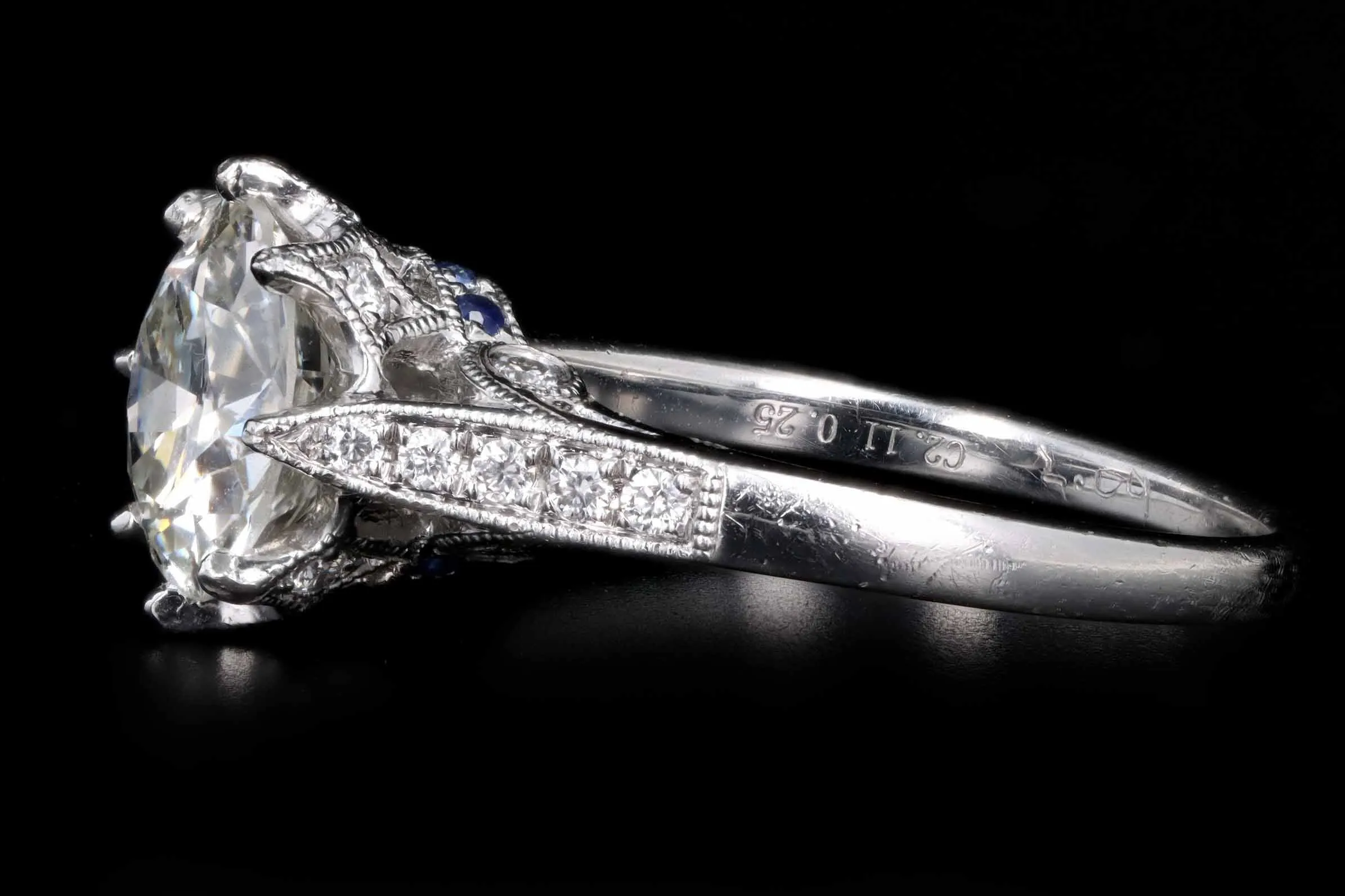 Vintage Inspired Platinum 2.09 Carat Old European Cut Diamond Engagement Ring GIA Certified