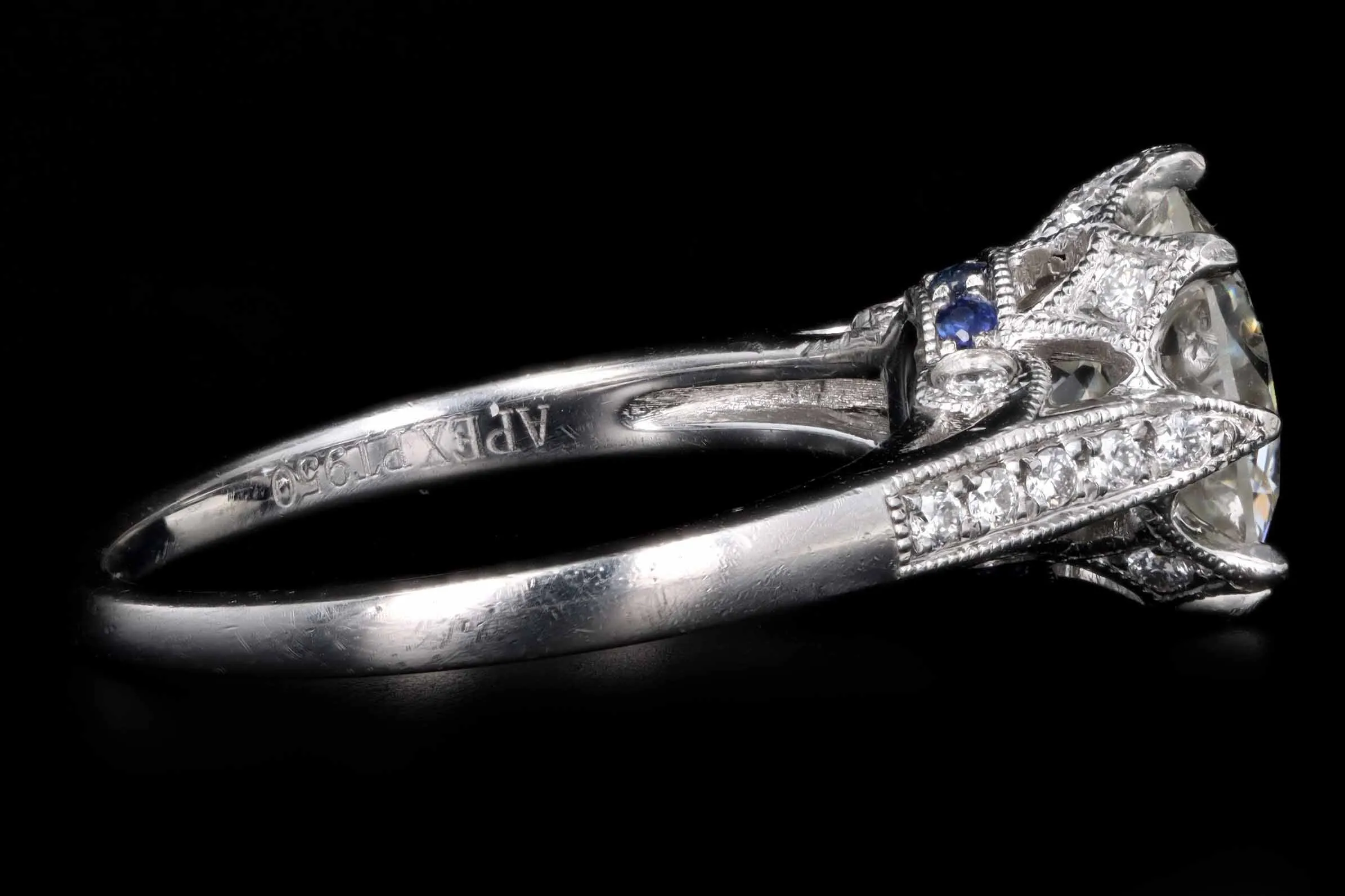 Vintage Inspired Platinum 2.09 Carat Old European Cut Diamond Engagement Ring GIA Certified