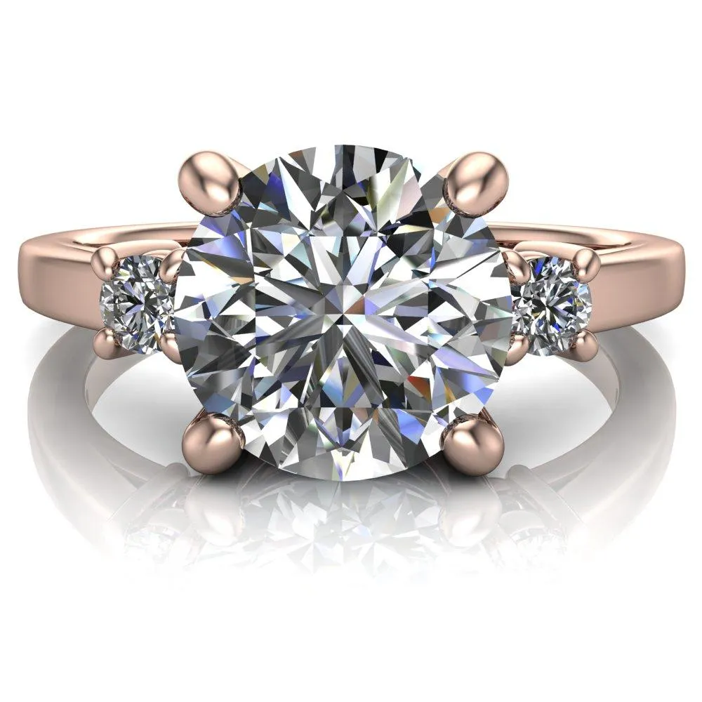 Violet Round Center Stone 4 Prong Diamond Side Cathedral Ring