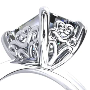 Violette Emerald Center Stone Mustache Heart Scrolls Engagement Ring