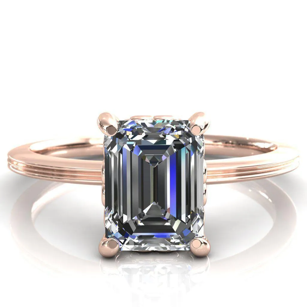 Violette Emerald Center Stone Mustache Heart Scrolls Engagement Ring
