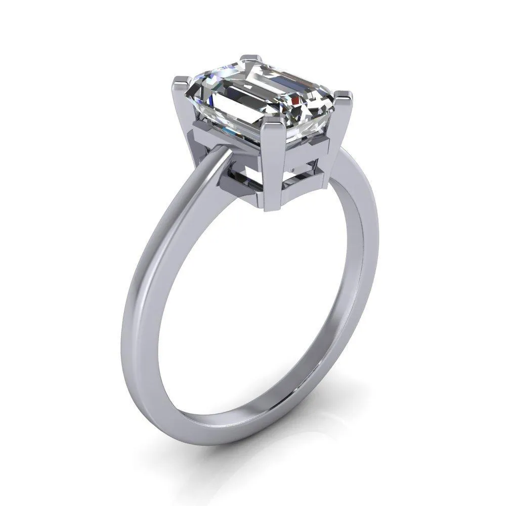 Virginie Emerald Center Stone 4 Prong Comfort Ring