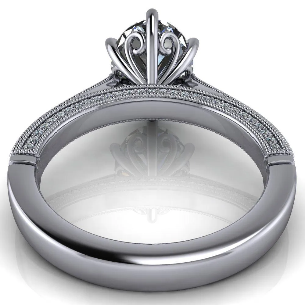 Vivienne Oval Center Stone 6 Prong Milgrain Engagement Ring