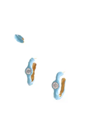 WAVE HOOP EAR-SET WITH ENAMEL AND STONES