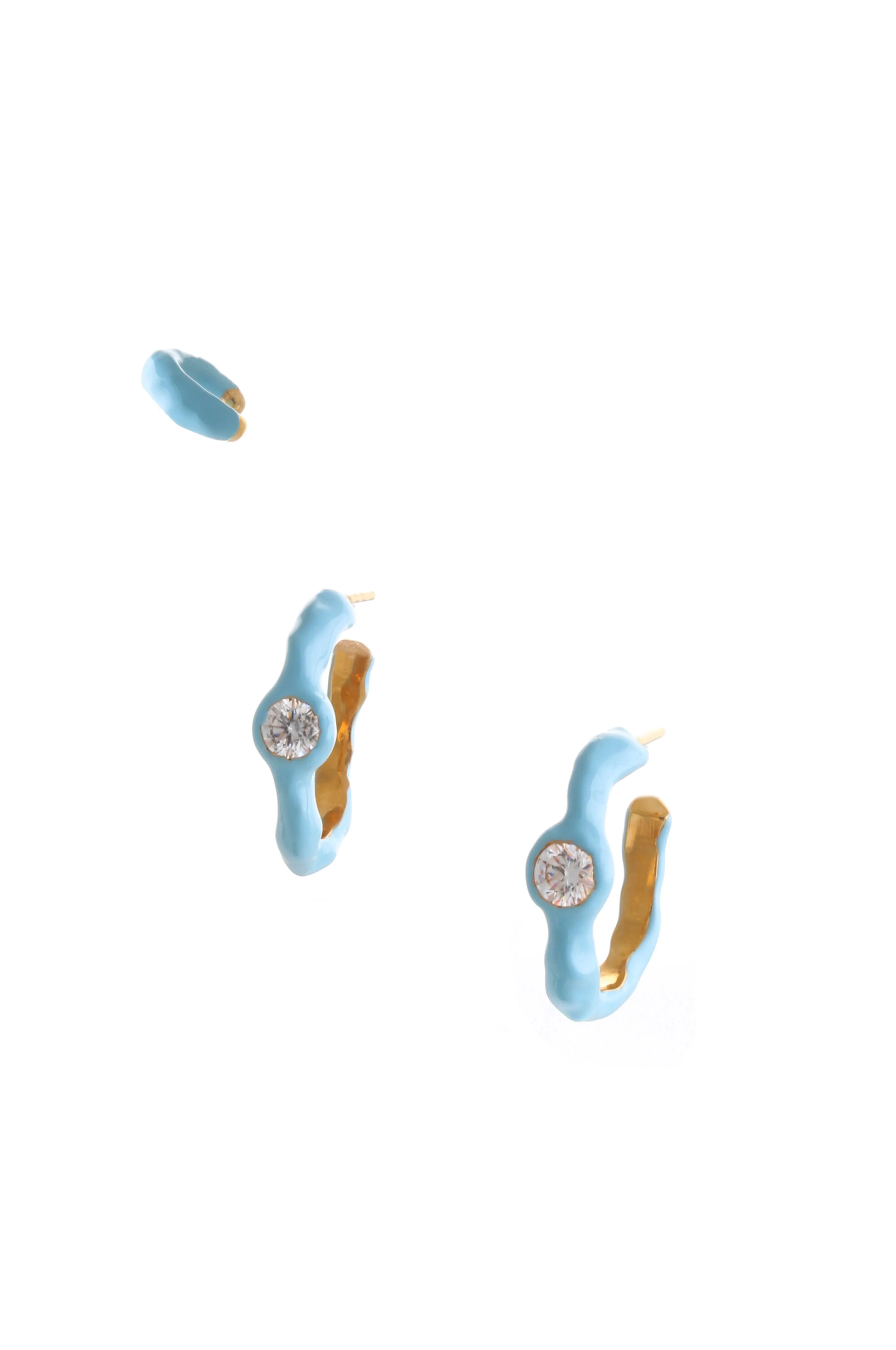 WAVE HOOP EAR-SET WITH ENAMEL AND STONES