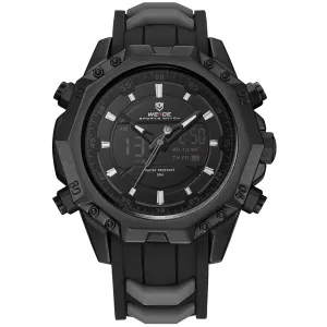 WEIDE Mens Sport Watches Men Military Waterproof Watch Analog Digital Led Black Rubber Strap Watch For Men Relogio Masculino