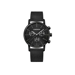 Wenger Urban Classic Chrono 44 Black PVD Black Dial Black PVD Mesh Men's Watch