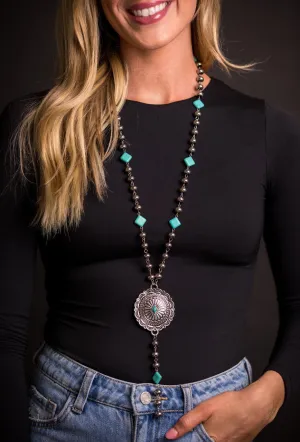 West and Co Silver and Turquoise Disc Bead Necklace