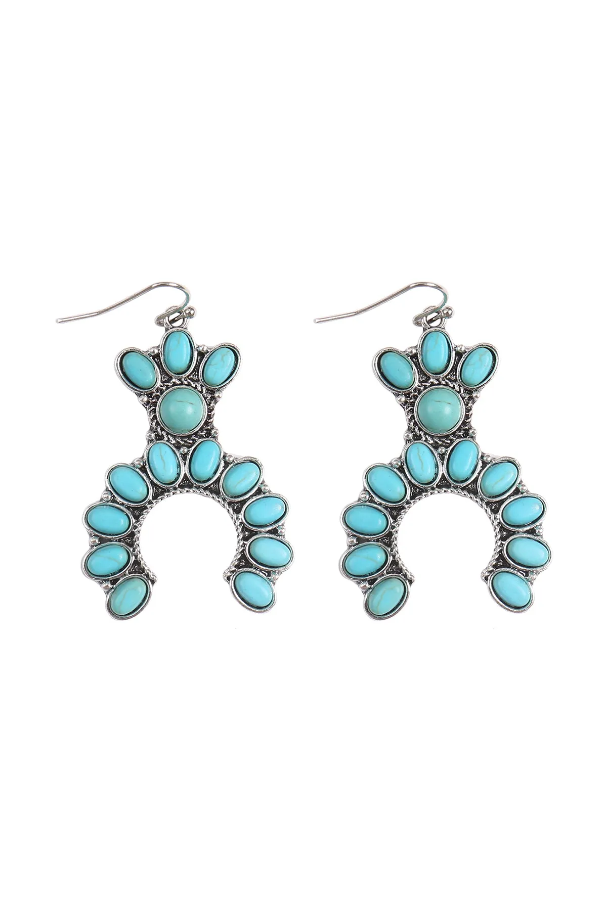 WESTERN CONCHO NATURAL STONE SEMI HOOP DANGLE EARRINGS