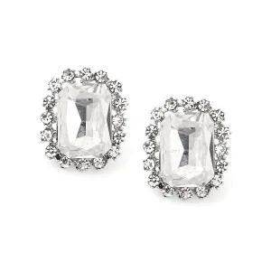 WHITE CRYSTAL EARRINGS #FW5521-R-06 (OB24)