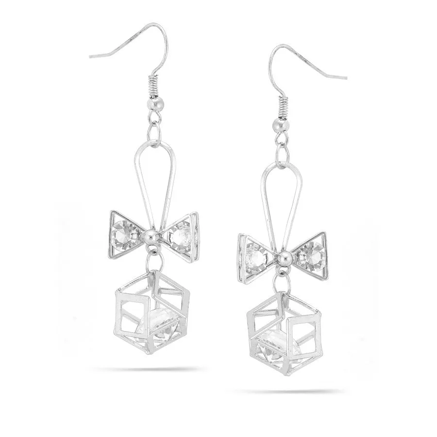 WHITE CRYSTAL SILVER DROP  EARRINGS #SWR-CP3032SIL (AD19)