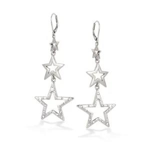WHITE CRYSTAL STAR EARRINGS #200SV3501 (5D1)