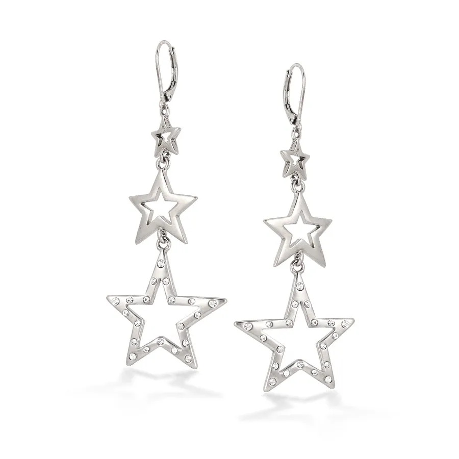 WHITE CRYSTAL STAR EARRINGS #200SV3501 (5D1)