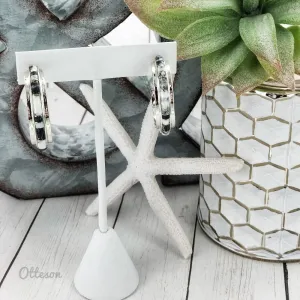 Wide White Buffalo Hoop Earrings with Inlay