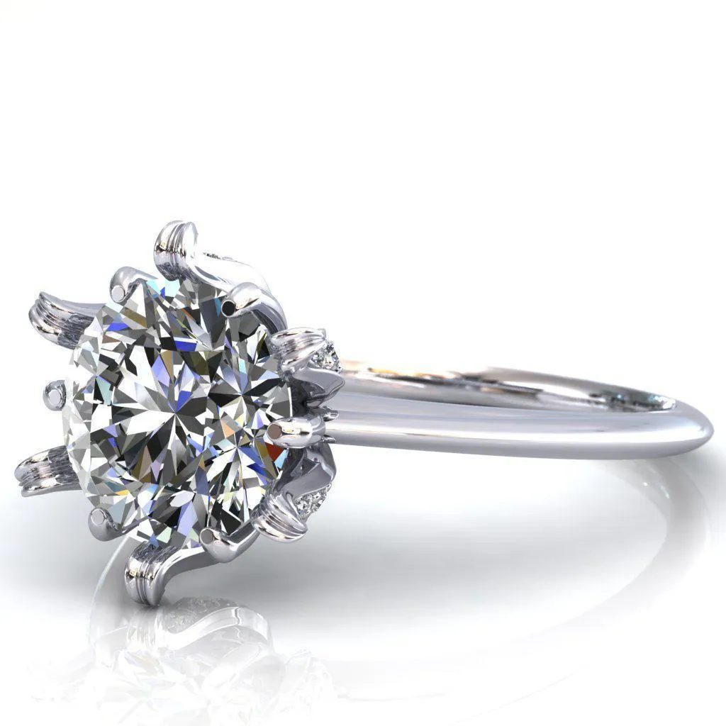 Wild Lily Round Center Stone Engagement Ring